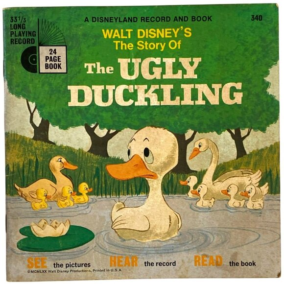 Vintage Walt Disney The Ugly Duckling Disneyland Record and Book 340 1970 - Picture 1 of 9